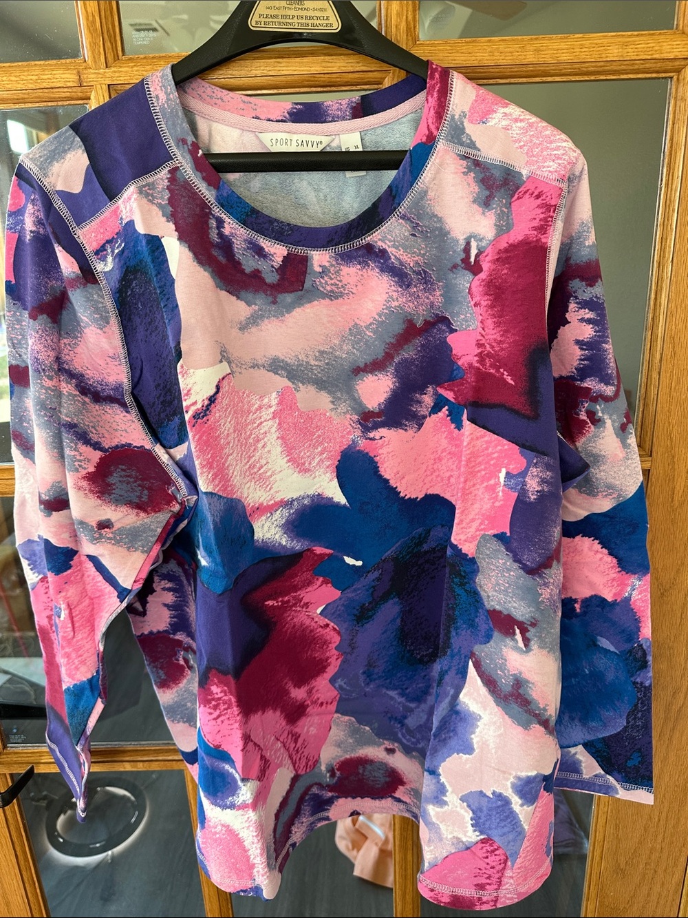 Sport Savvy Pink & Purple Abstract Long Sleeve Tee
